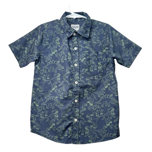 Alex & Jack boys button down short‎ sleeve shirt top Dinosaurs Size 7 - Picture 1 of 8
